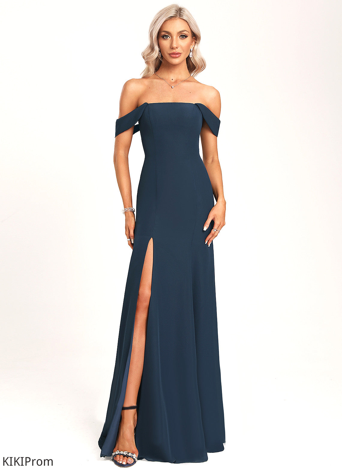 Silhouette Neckline Fabric Off-the-Shoulder Straps&Sleeves Length Trumpet/Mermaid Floor-Length Celia Bridesmaid Dresses