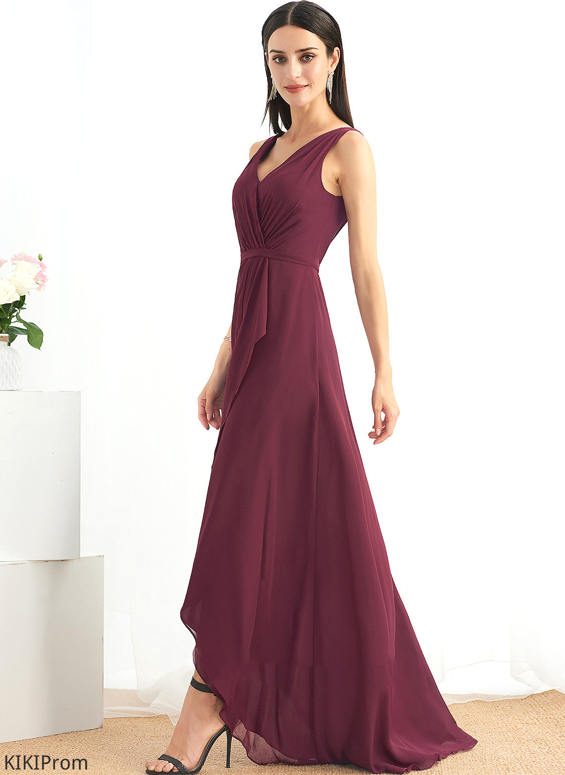 Fabric Neckline Embellishment Silhouette A-Line V-neck Asymmetrical SplitFront Length Lailah Bridesmaid Dresses