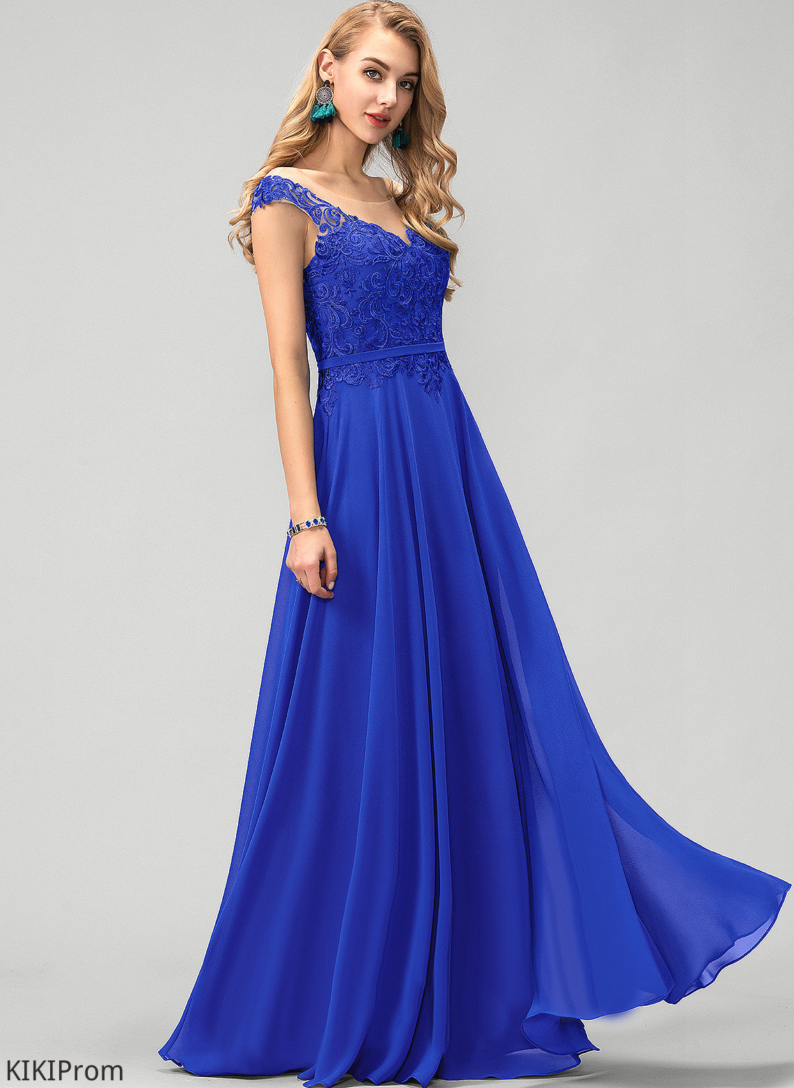 With Sequins A-Line Chiffon Floor-Length Prom Dresses Scoop Lois