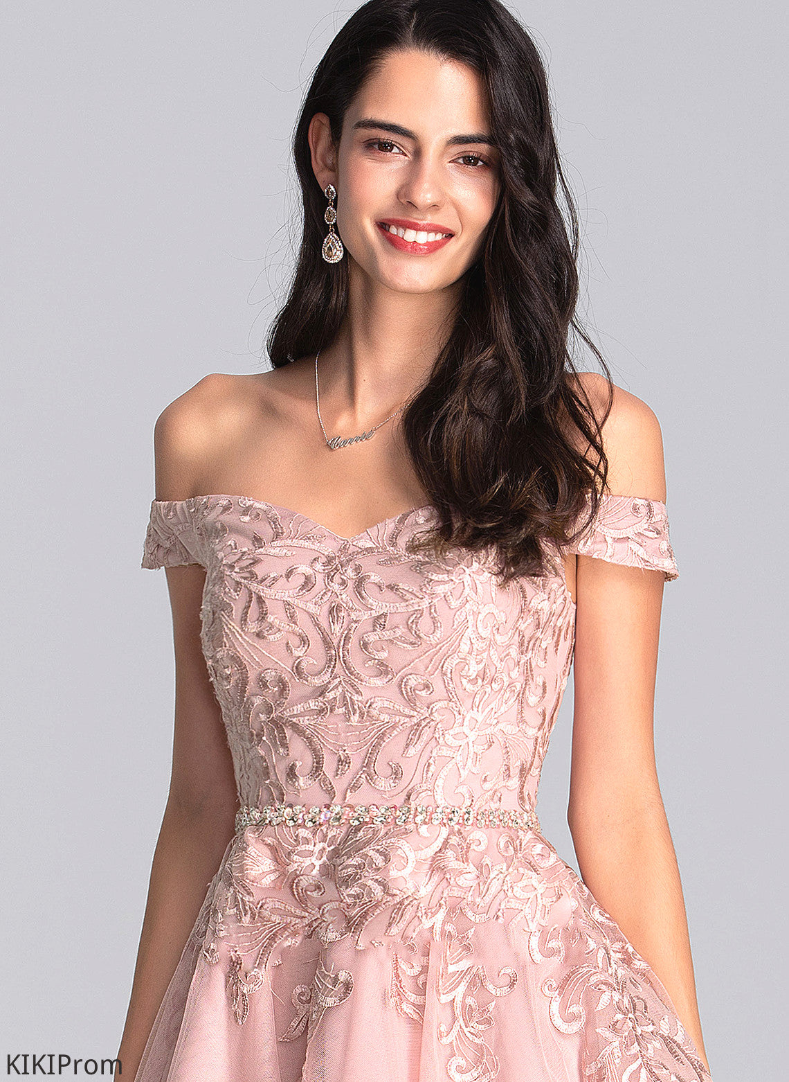 Dress Off-the-Shoulder A-Line With Meg Lace Beading Short/Mini Tulle Homecoming Homecoming Dresses