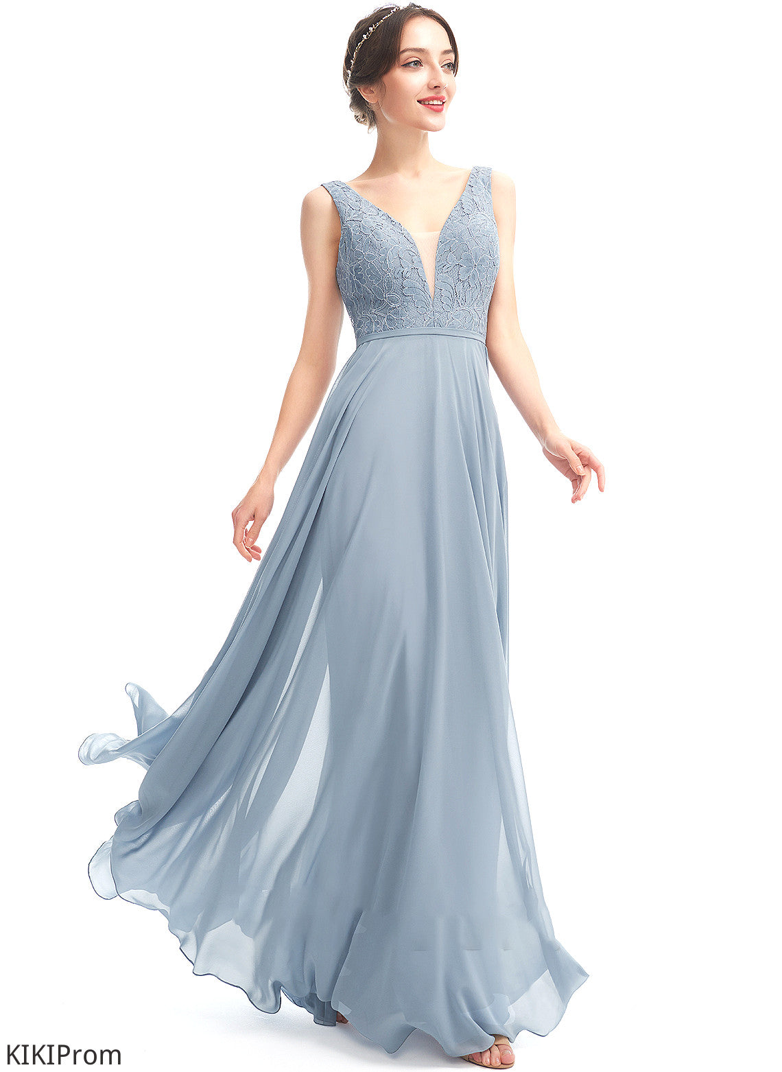 Lace Silhouette Fabric Floor-Length Neckline Length A-Line V-neck Straps Makaila A-Line/Princess Floor Length Bridesmaid Dresses