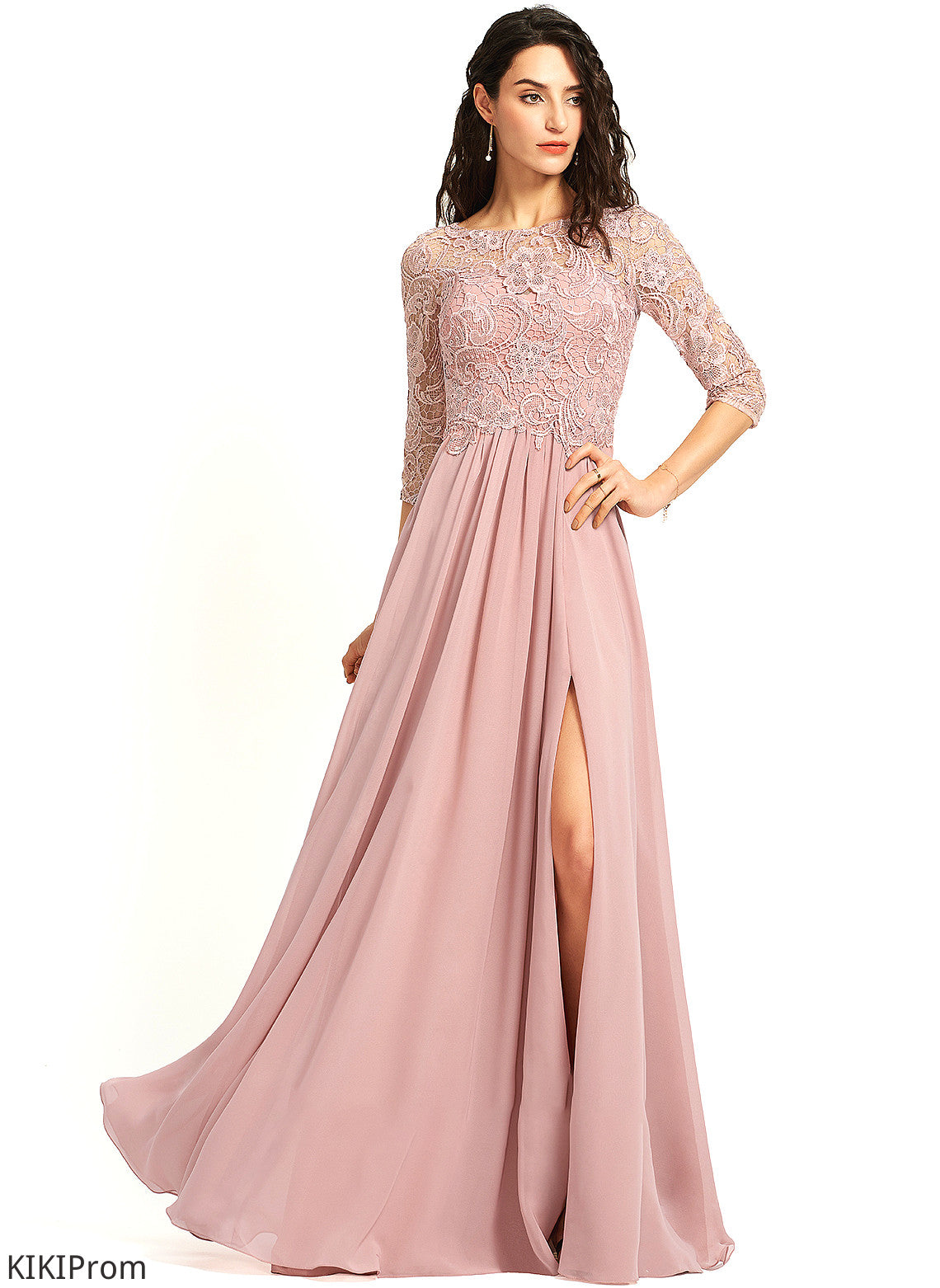 Length A-Line Embellishment Fabric Neckline Floor-Length Silhouette ScoopNeck SplitFront Lesley Bridesmaid Dresses
