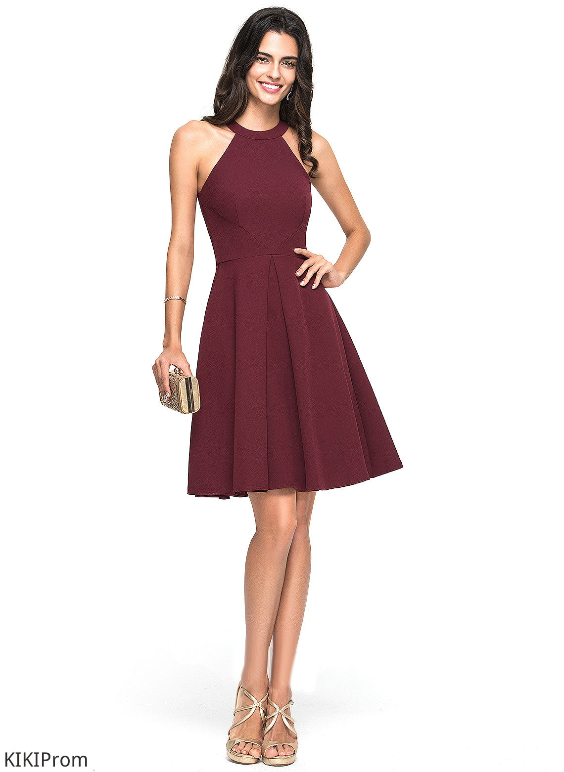 Satin Ruffle Homecoming Dresses With Erica Scoop Neck Homecoming Dress Knee-Length A-Line