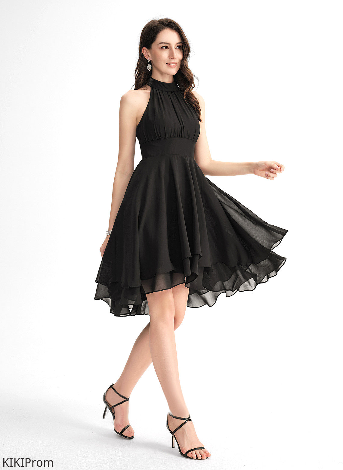 Pleated Homecoming Dresses Scoop Asymmetrical A-Line With Zoey Neck Homecoming Chiffon Dress