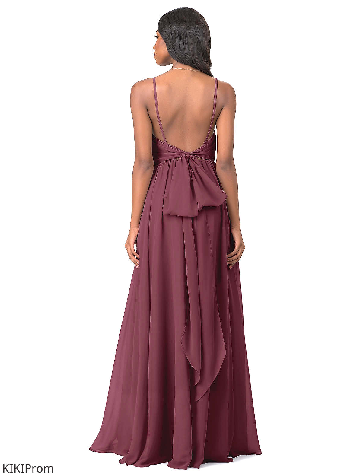 Emery Natural Waist A-Line/Princess Floor Length Sleeveless V-Neck Bridesmaid Dresses