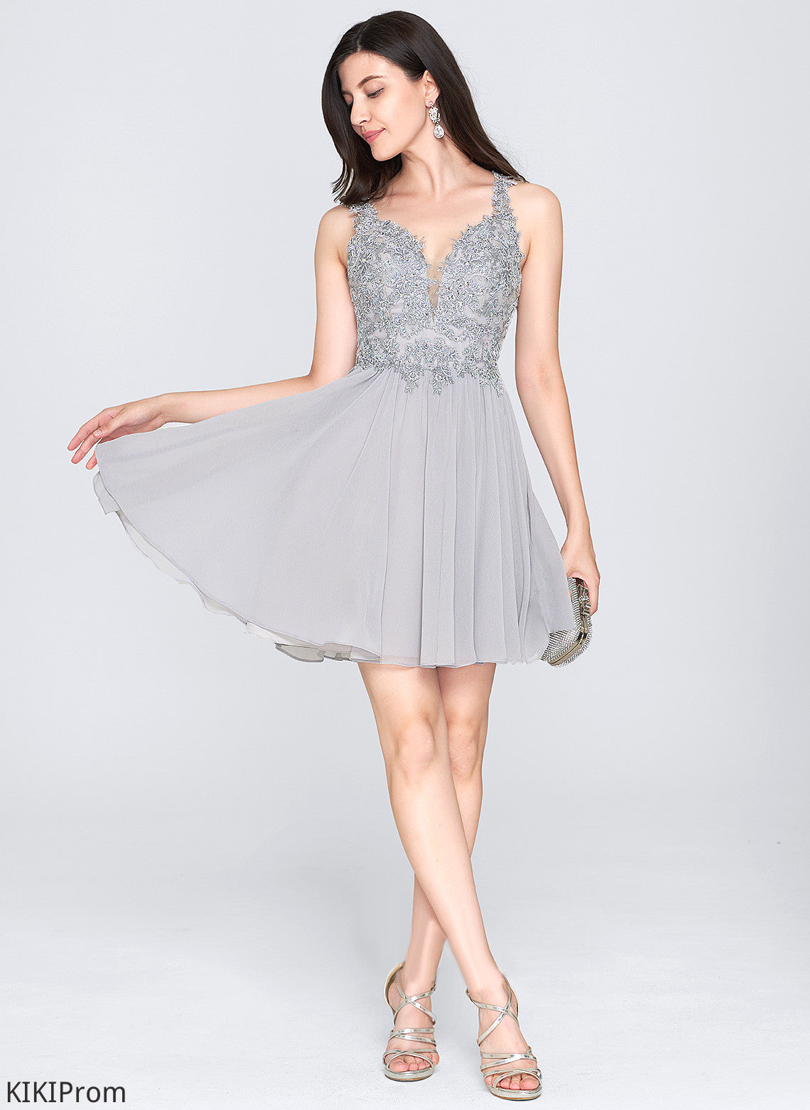 A-Line Homecoming Dresses Sweetheart Sequins Short/Mini Lace Dress Chiffon Homecoming With Beading Alyson