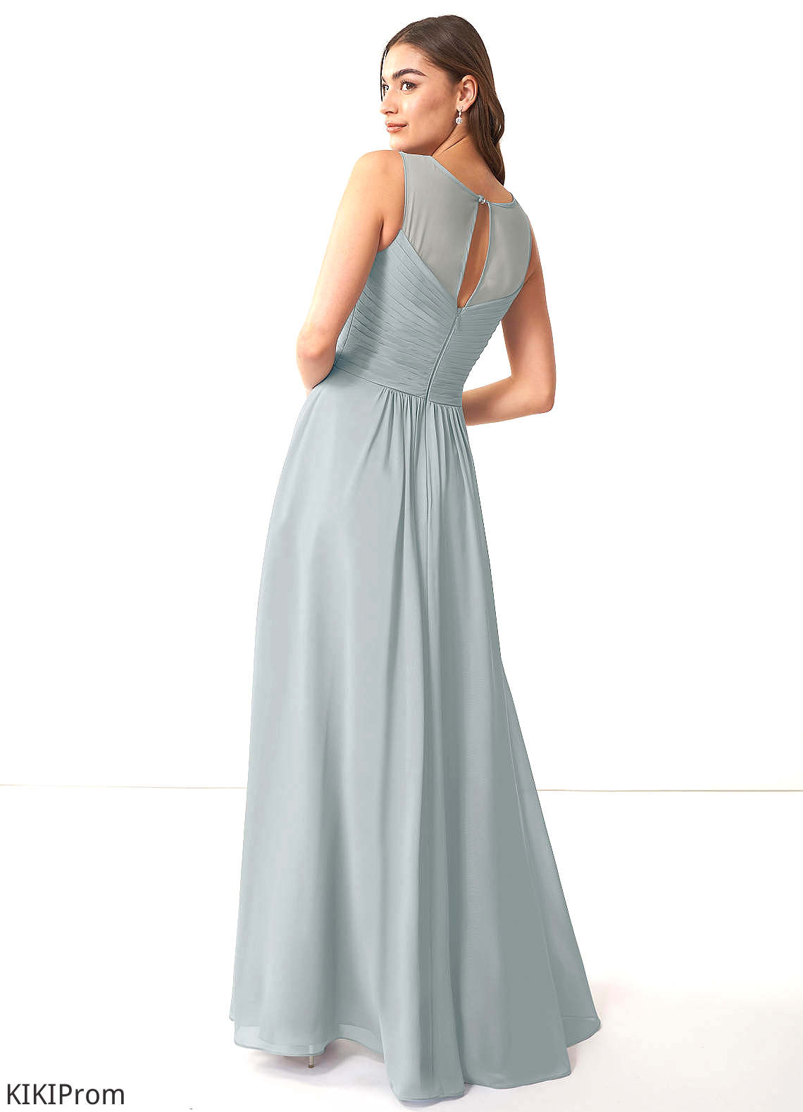 Aubrey Floor Length A-Line/Princess Natural Waist Sleeveless V-Neck Bridesmaid Dresses