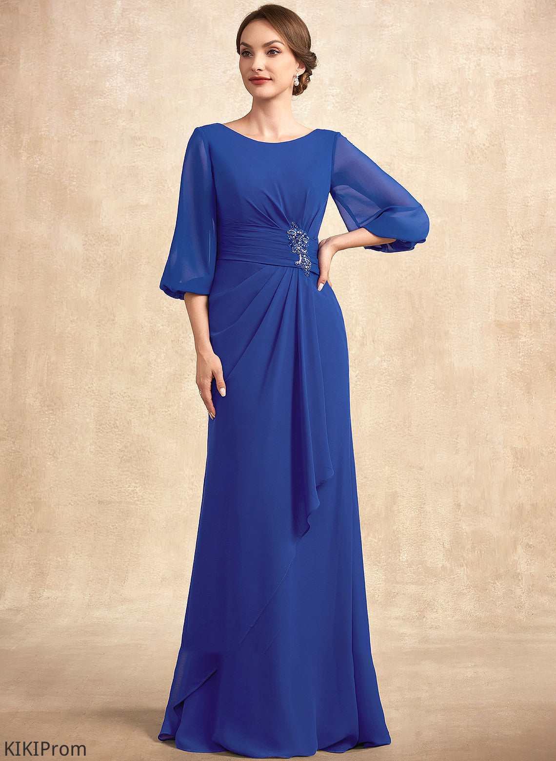 the Dress Floor-Length Neck Mother of the Bride Dresses A-Line Bride Maya of Scoop Ruffle Beading Mother Chiffon With