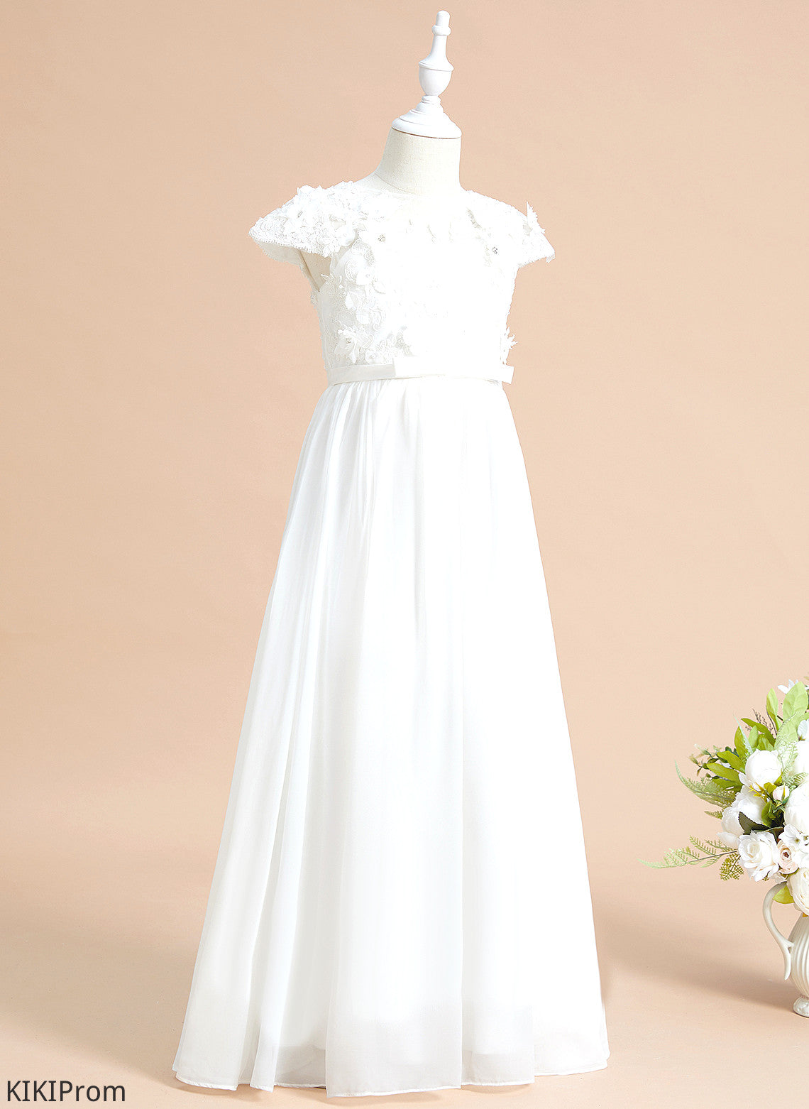 Flower A-Line With Tamia Flower(s) Sleeves - Floor-length Dress Scoop Chiffon/Lace Flower Girl Dresses Neck Girl Short