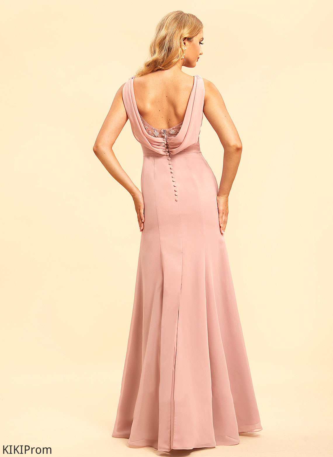 Fabric Embellishment Lace Silhouette Floor-Length Length Straps Trumpet/Mermaid Lara Natural Waist Knee Length Sleeveless Bridesmaid Dresses