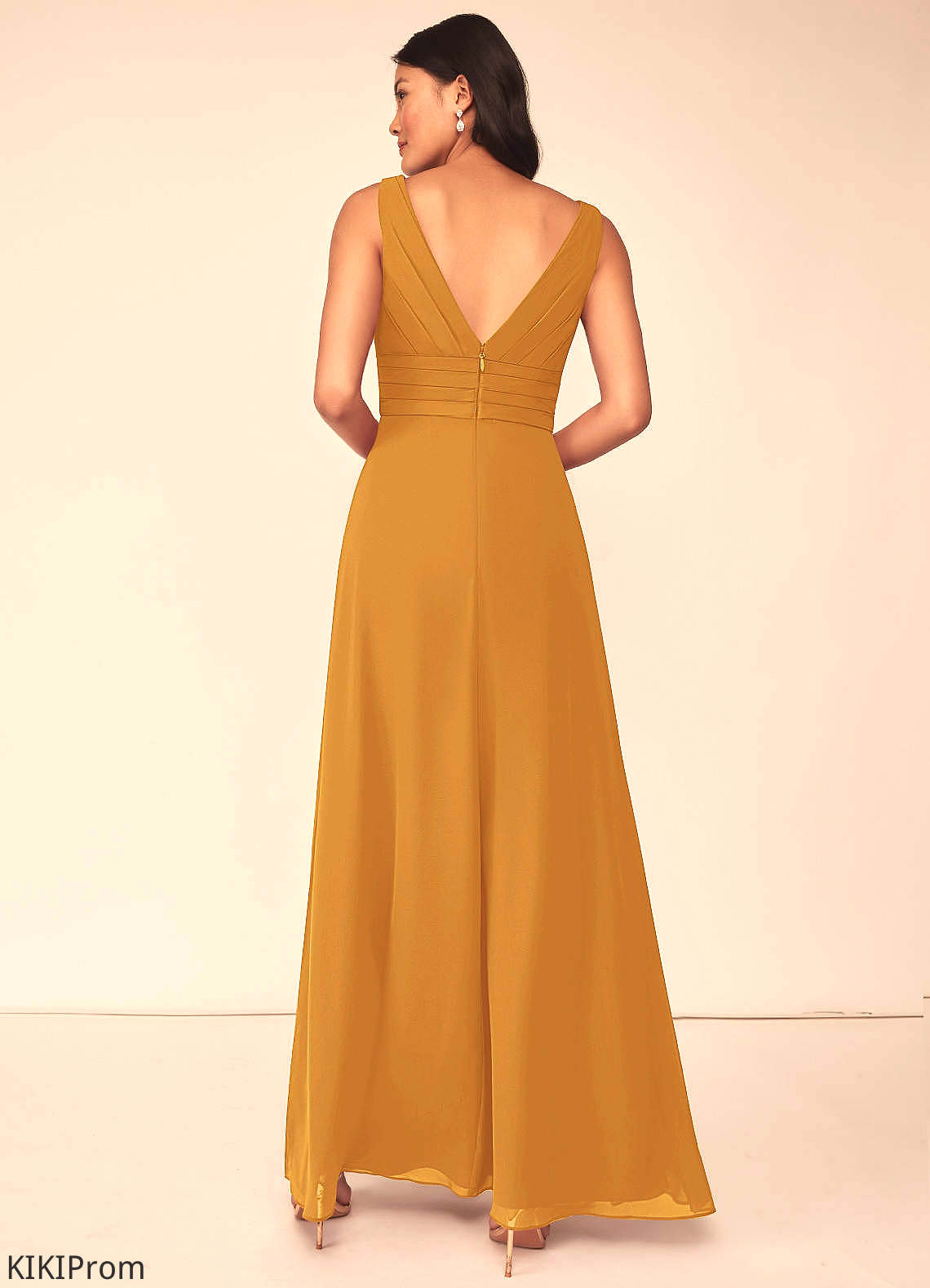 Rayne A-Line/Princess V-Neck Sleeveless Natural Waist Floor Length Bridesmaid Dresses