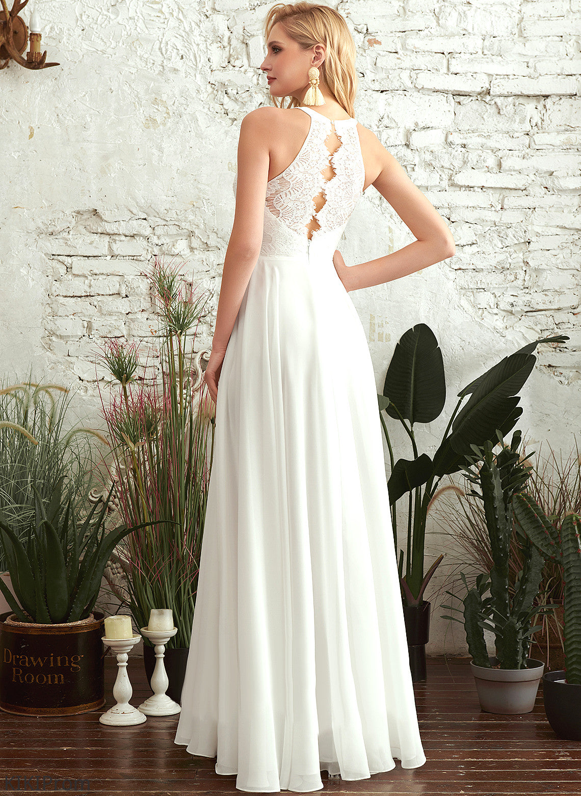 Bailey Wedding Dresses Wedding Floor-Length A-Line Dress Chiffon Lace Scoop