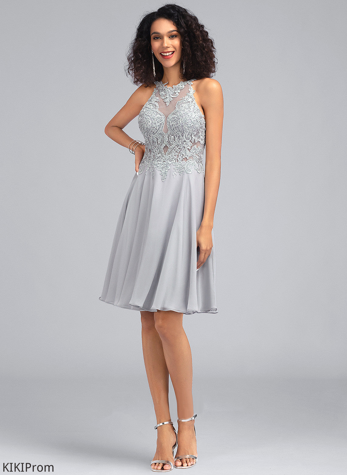 Dress A-Line With Homecoming Homecoming Dresses Kennedi Chiffon Knee-Length Neck Sequins Scoop
