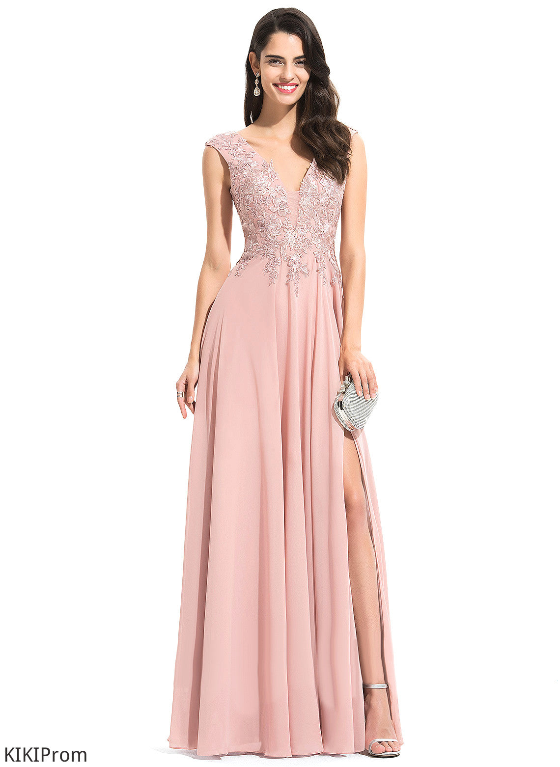V-neck Allison Floor-Length Prom Dresses Chiffon A-Line