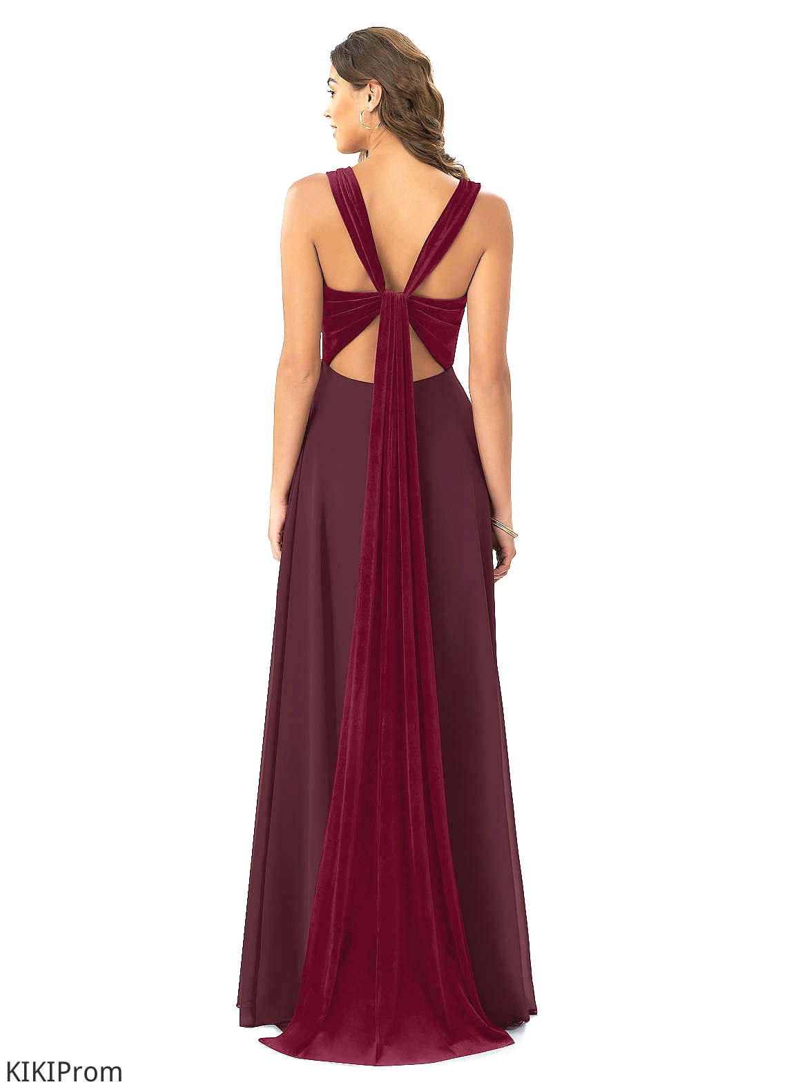Judy Sleeveless A-Line/Princess Spaghetti Staps Floor Length Natural Waist Bridesmaid Dresses