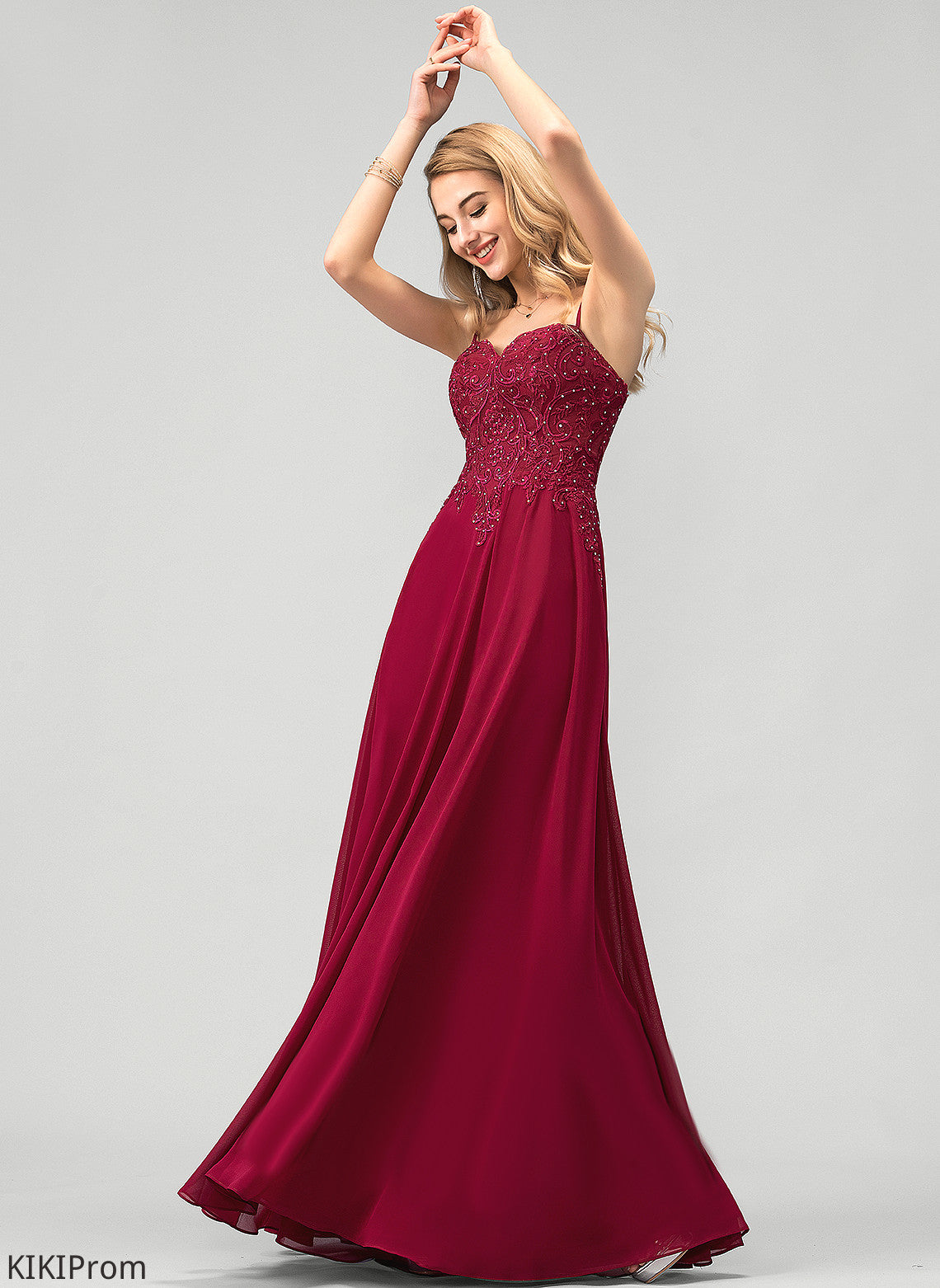 Beading Floor-Length With A-Line Chiffon Sequins Saige Prom Dresses Sweetheart