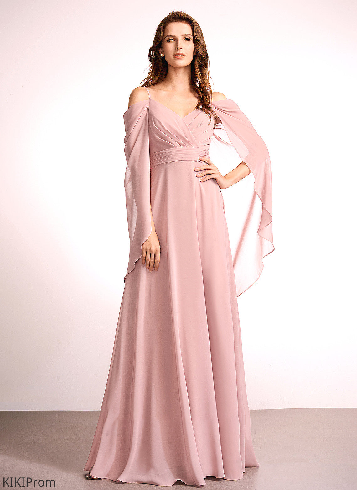 Length Floor-Length V-neck A-Line Fabric Straps Silhouette Neckline Esmeralda Bridesmaid Dresses