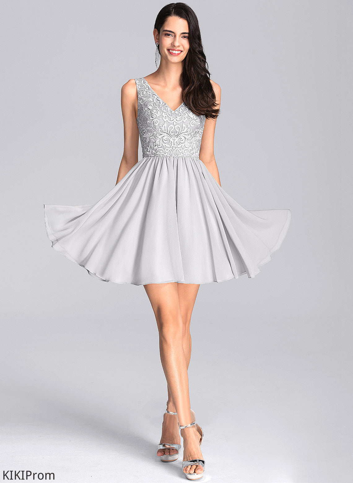 Short/Mini Lace Adelaide Dress Homecoming Dresses Sequins With V-neck Homecoming Chiffon A-Line