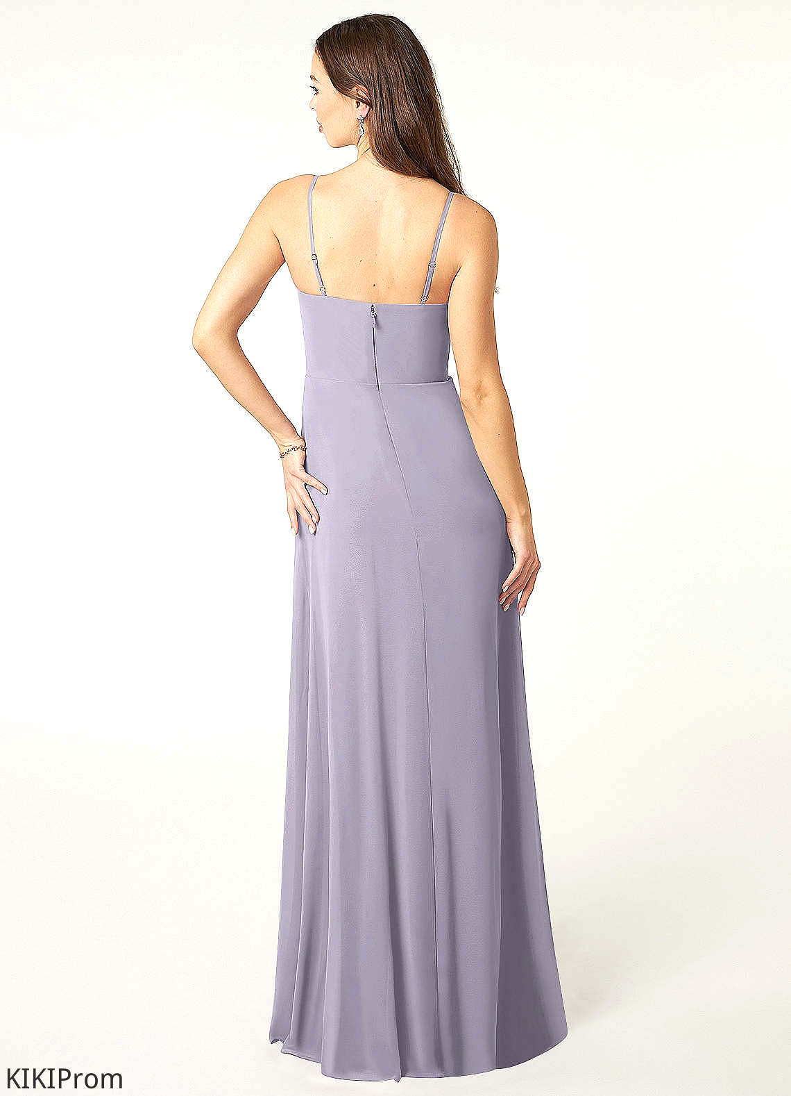 Rebekah V-Neck Cap Sleeves Natural Waist Floor Length Bridesmaid Dresses