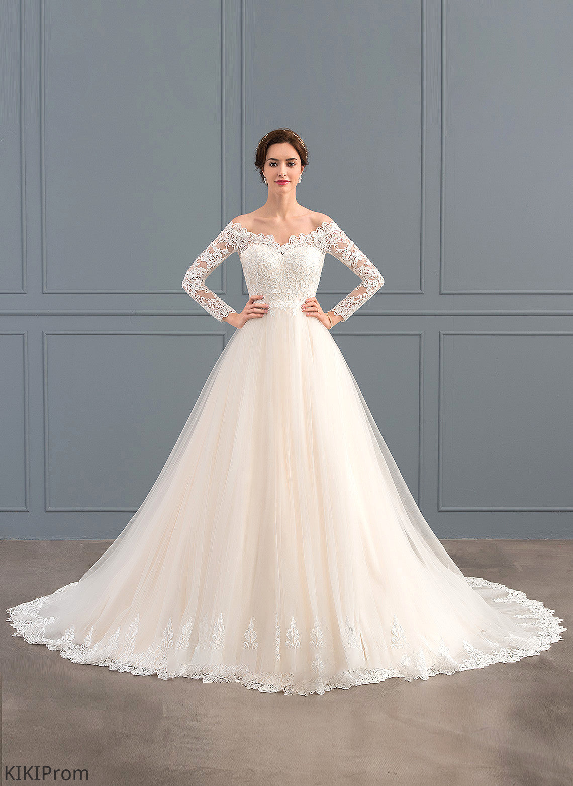 Kailee Chapel Wedding Dress Ball-Gown/Princess Train Wedding Dresses Tulle Lace