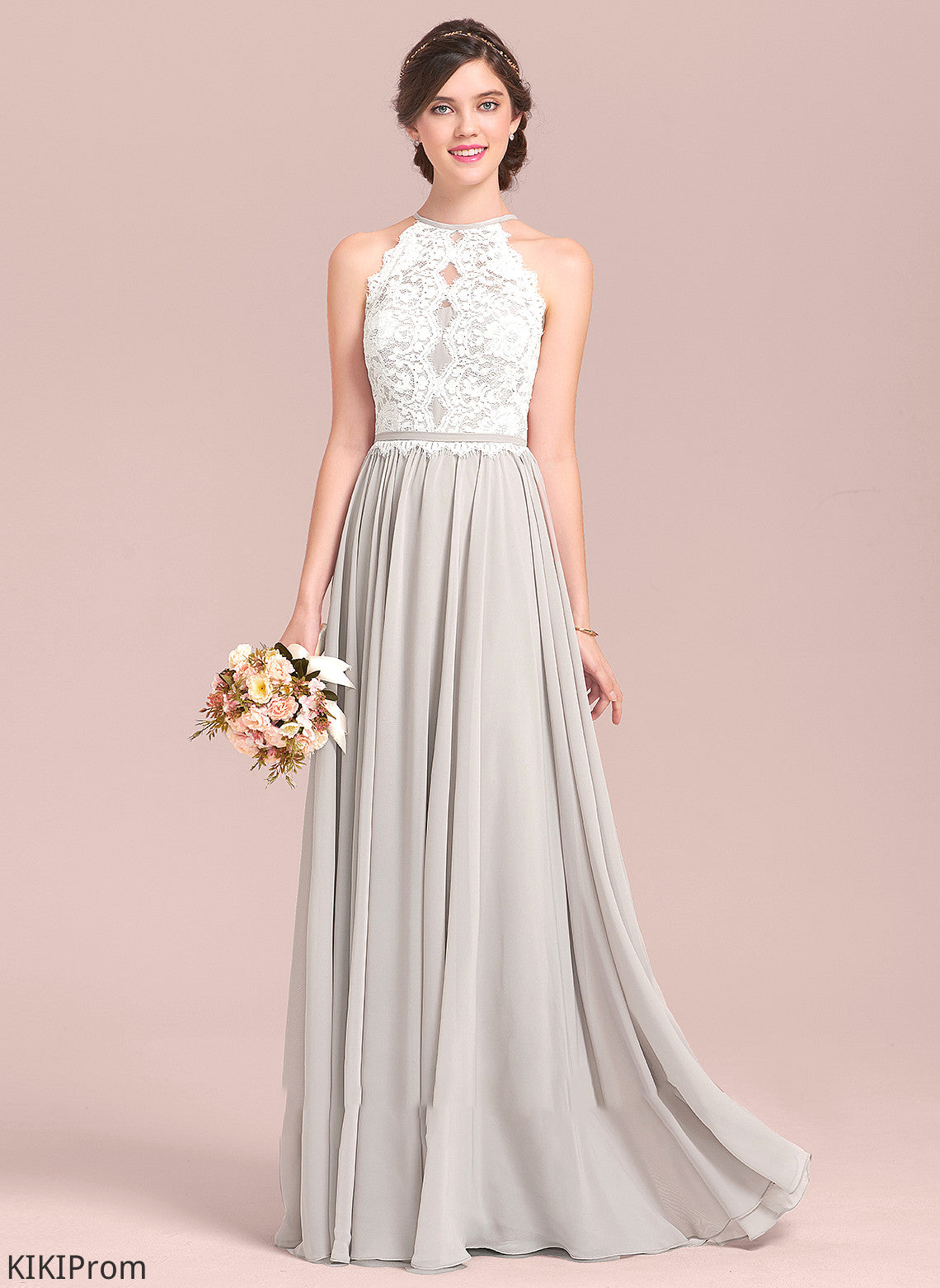 Fabric Floor-Length Straps Silhouette Neckline ScoopNeck Length A-Line Lace Leila A-Line/Princess Scoop Bridesmaid Dresses