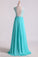 2022 Scoop A Line Exquisite Chiffon Beading Prom Dresses With Applique