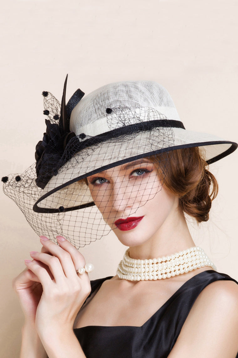 Ladies' Elegant Cambric/Net Yarn With Bowler/Cloche Hat