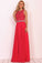 2022 Open Back Scoop A Line Prom Dresses With Beading Chiffon