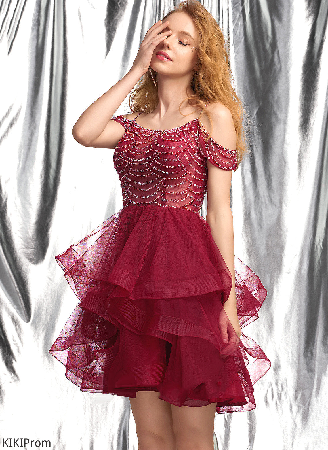 Dress Short/Mini Ball-Gown/Princess Homecoming Beading With Scoop Neck Eliza Sequins Tulle Homecoming Dresses