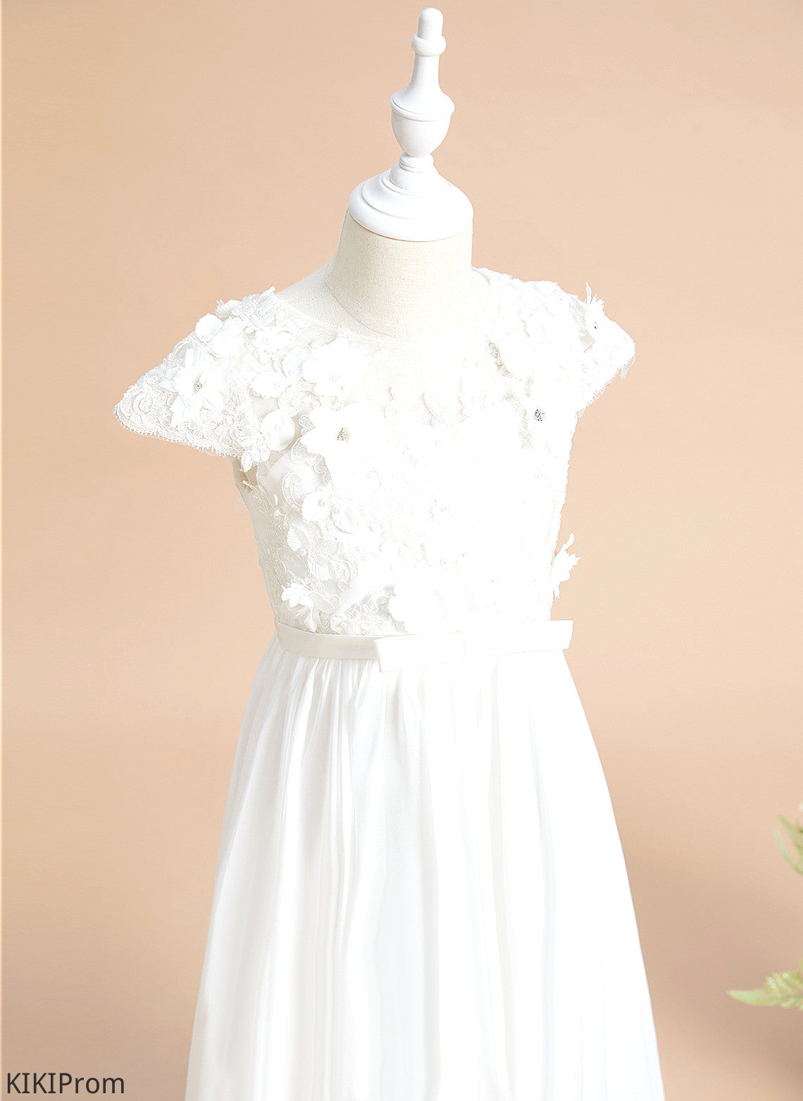 Flower A-Line With Tamia Flower(s) Sleeves - Floor-length Dress Scoop Chiffon/Lace Flower Girl Dresses Neck Girl Short