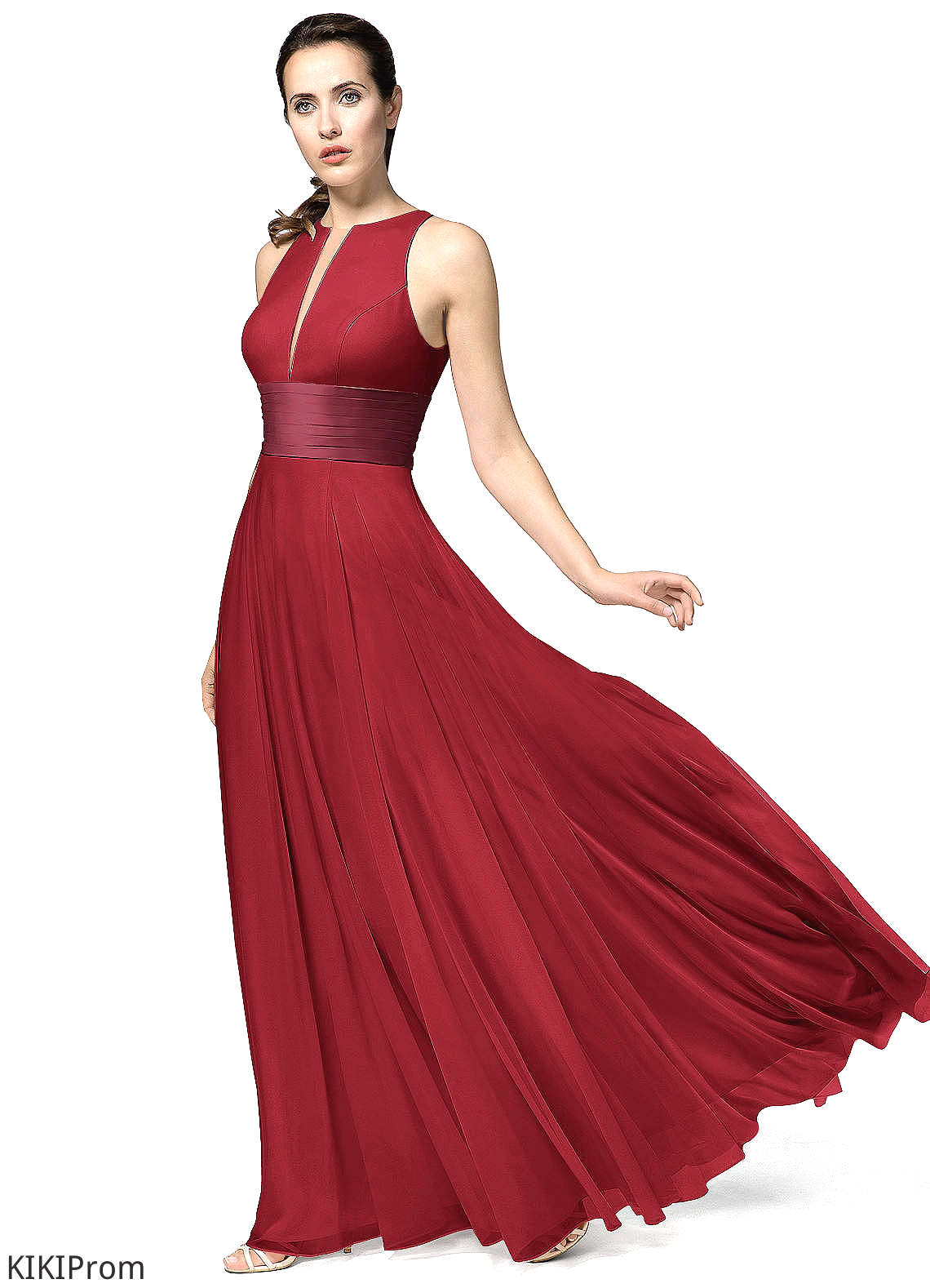 Harper Floor Length Natural Waist Sleeveless A-Line/Princess V-Neck Bridesmaid Dresses