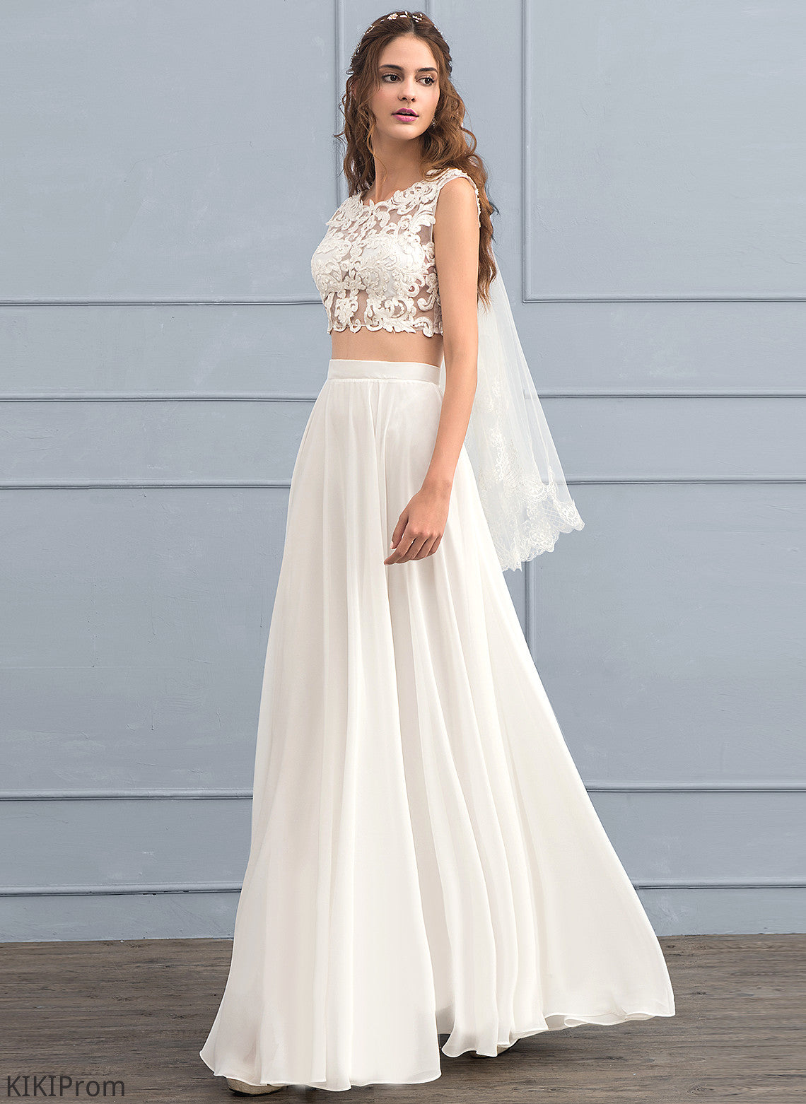 Dress Floor-Length Wedding Dresses Chiffon Sequins Amaya Lace With A-Line Beading Wedding