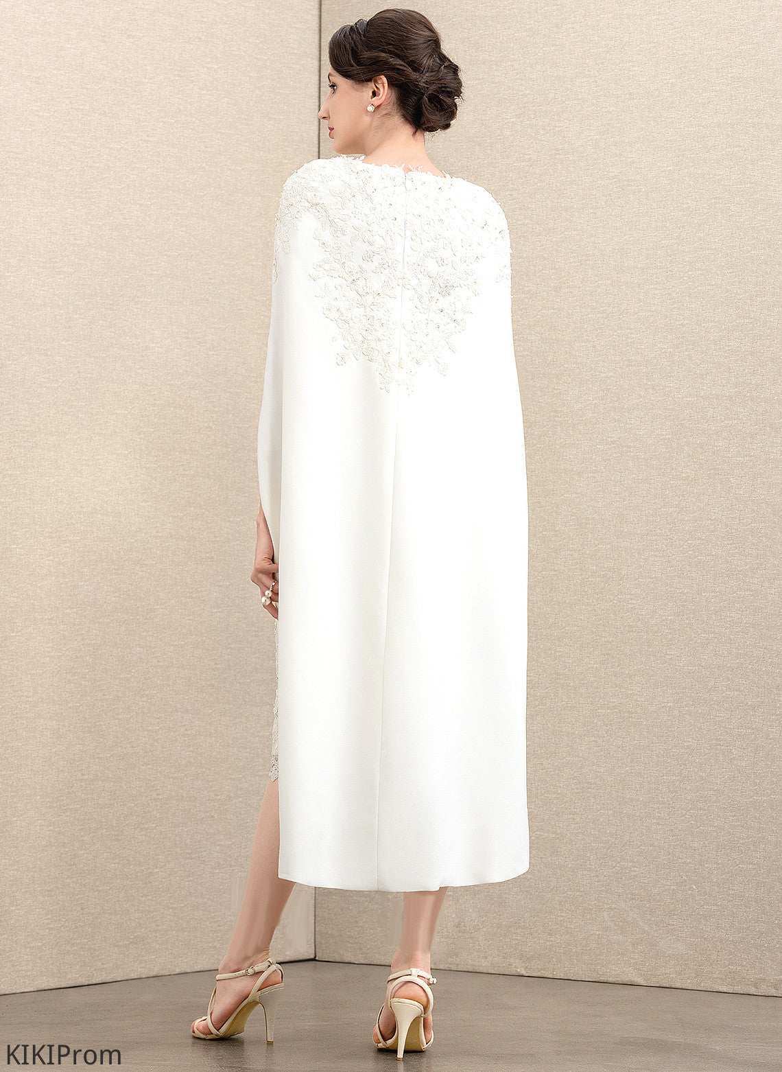 Bride Crepe Stretch the Knee-Length Mother of the Bride Dresses With Beading Rosalind of Mother Sheath/Column Sweetheart Dress Lace