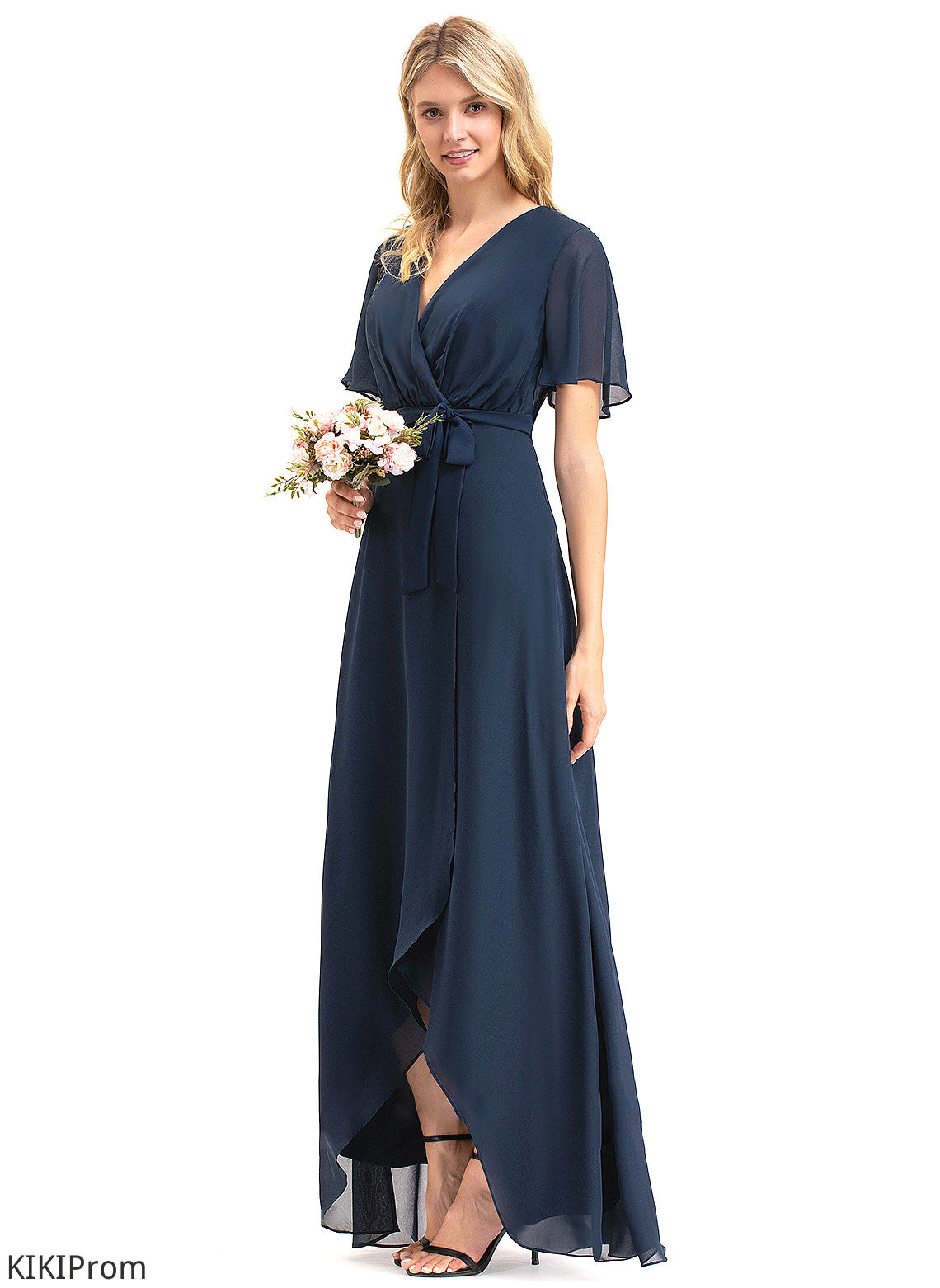 Silhouette Neckline A-Line V-neck Embellishment Fabric Length Asymmetrical Bow(s) Dania Scoop A-Line/Princess Bridesmaid Dresses