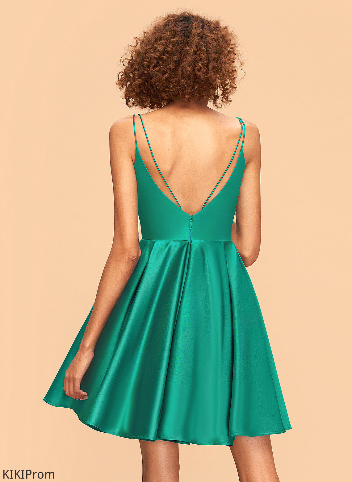 Short/Mini Homecoming Dress Gracie V-neck Satin Homecoming Dresses A-Line