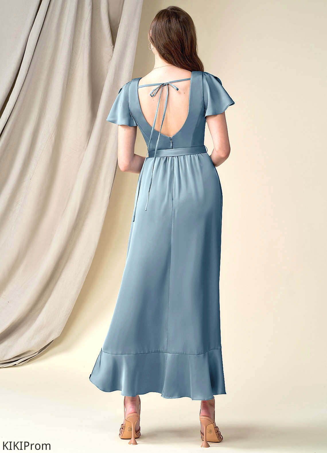 Stacy V-Neck Floor Length Natural Waist Sleeveless A-Line/Princess Bridesmaid Dresses