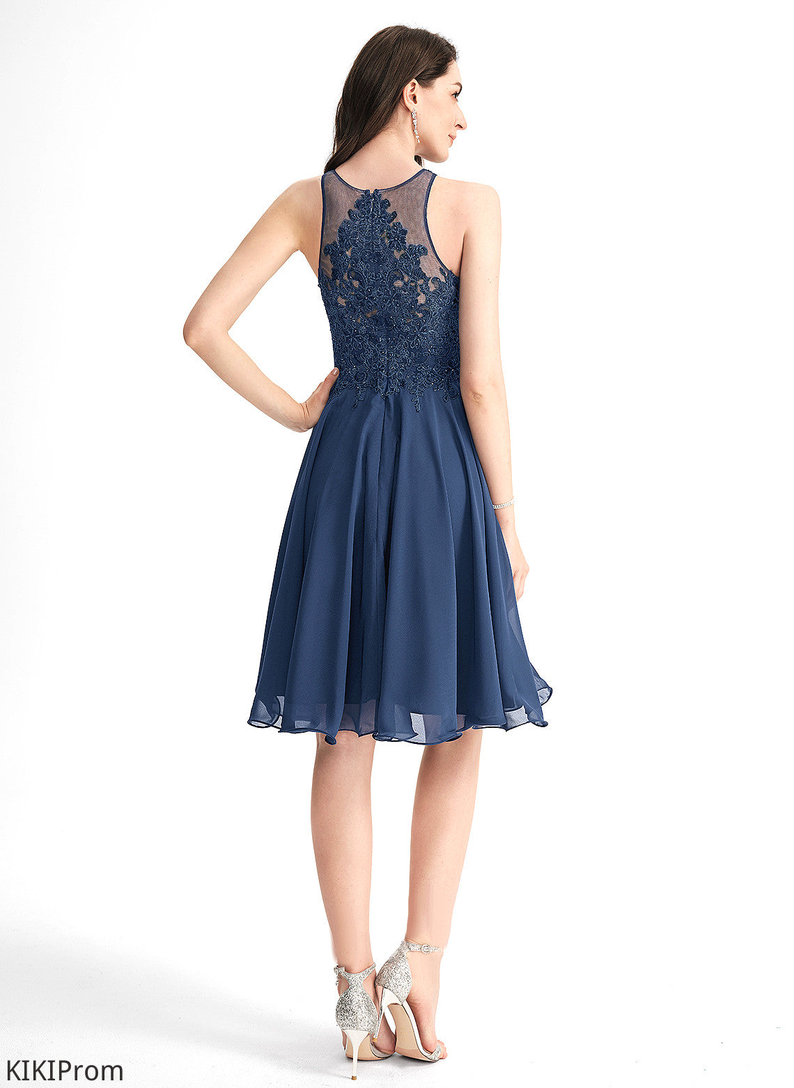 Neck Scoop Knee-Length With Homecoming Dresses Lace Dress Homecoming A-Line Chiffon Saniya Beading