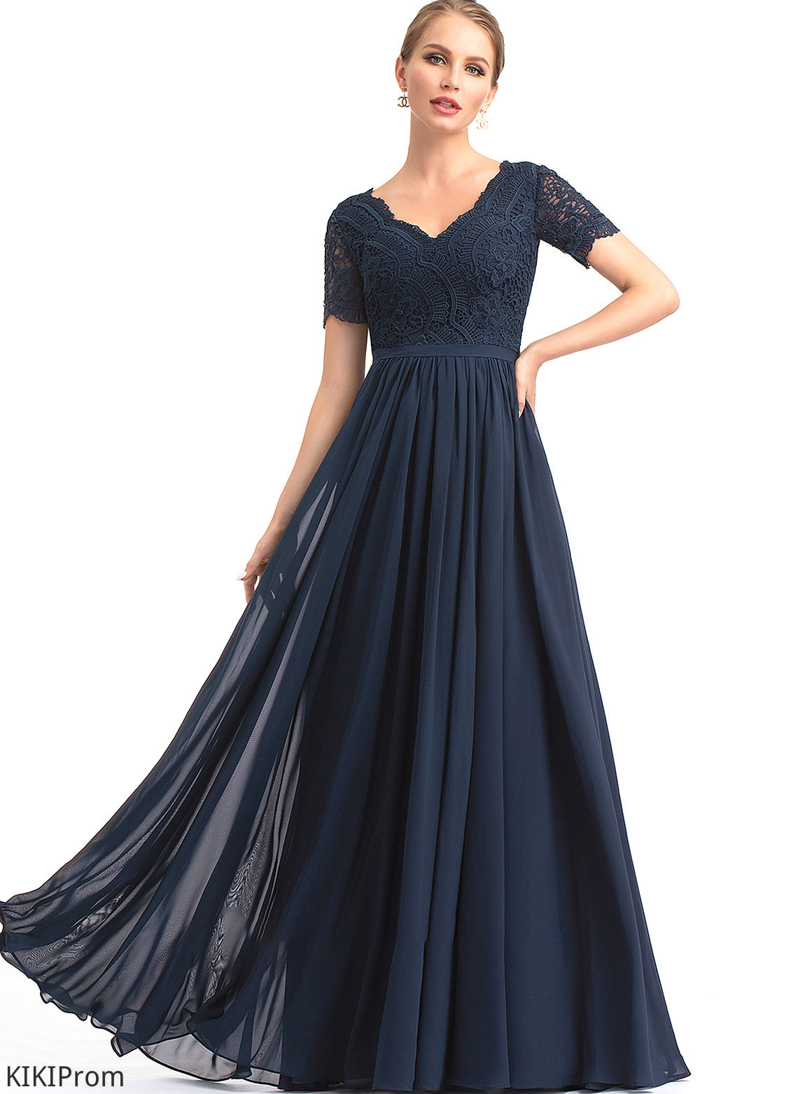 Lace Floor-Length V-neck Sleeve Silhouette Neckline Length Fabric A-Line Brooklynn Bridesmaid Dresses
