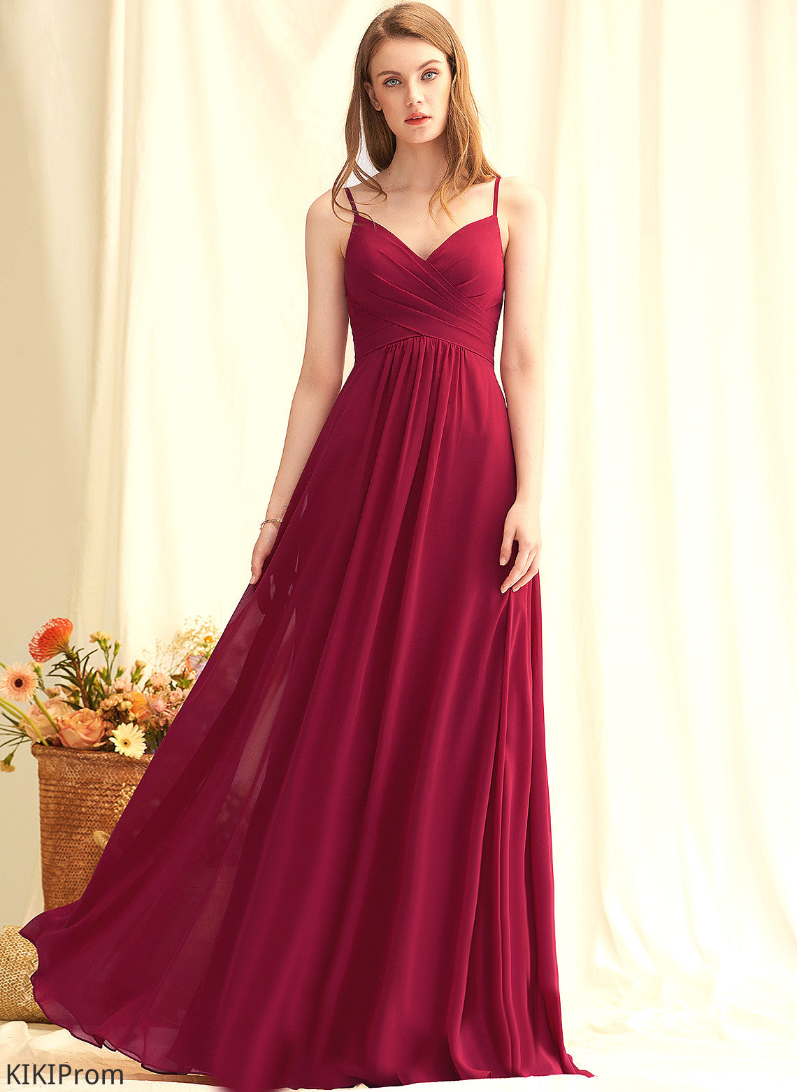 V-neck Fabric Floor-Length Length Embellishment A-Line Pleated Neckline Silhouette Trudie Bridesmaid Dresses