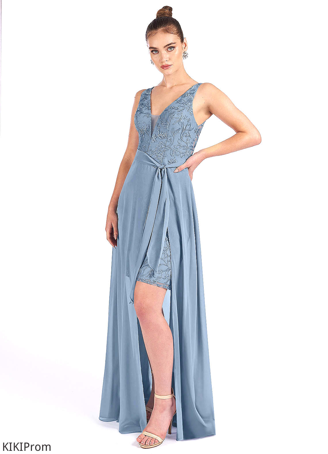 Salome A-Line/Princess Floor Length Scoop Sleeveless Natural Waist Bridesmaid Dresses