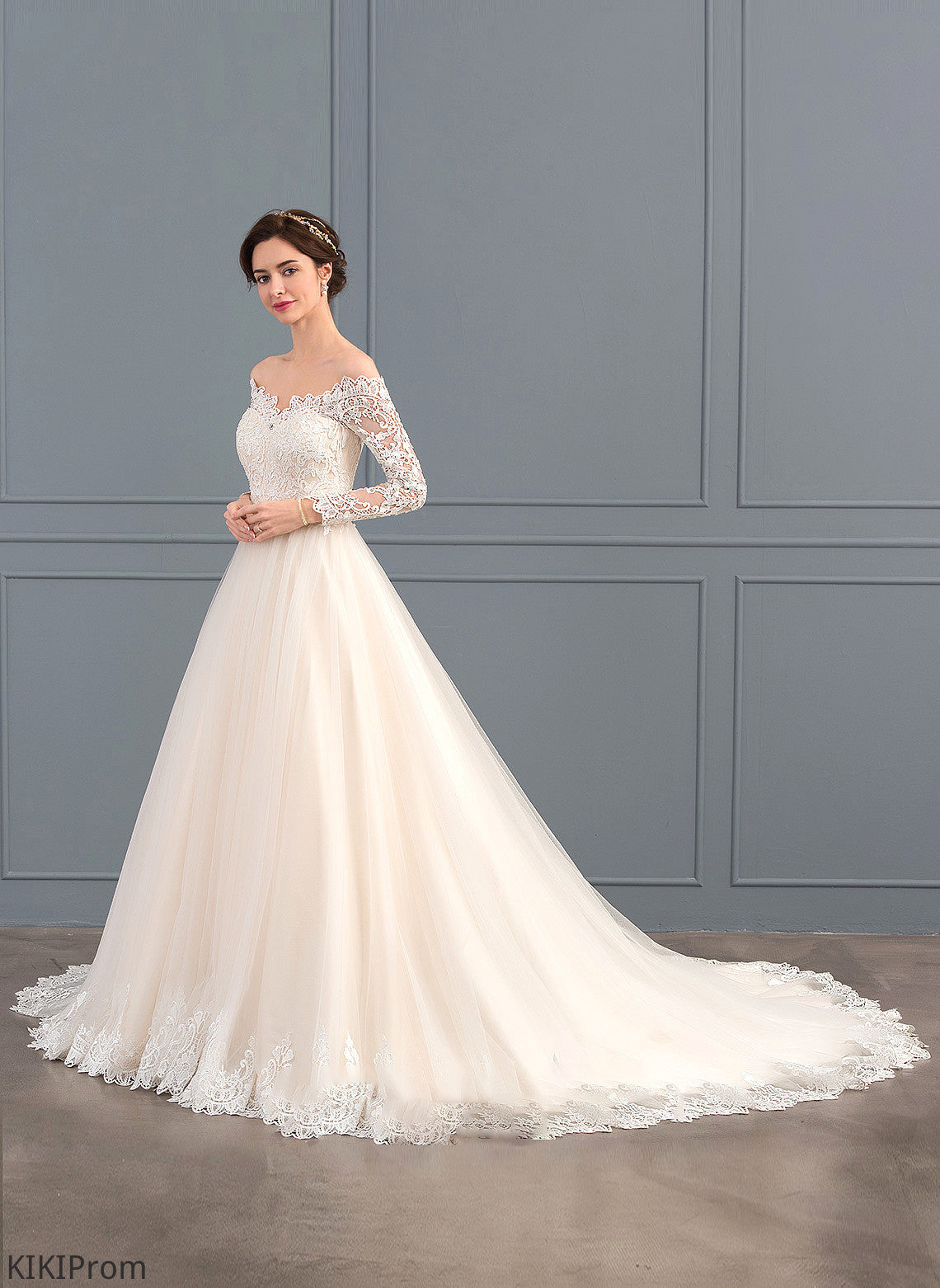 Kailee Chapel Wedding Dress Ball-Gown/Princess Train Wedding Dresses Tulle Lace