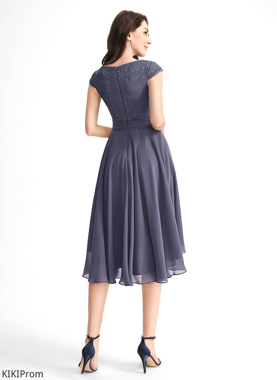 Cocktail Cocktail Dresses Chiffon Lace Logan A-Line With Pleated V-neck Dress Asymmetrical