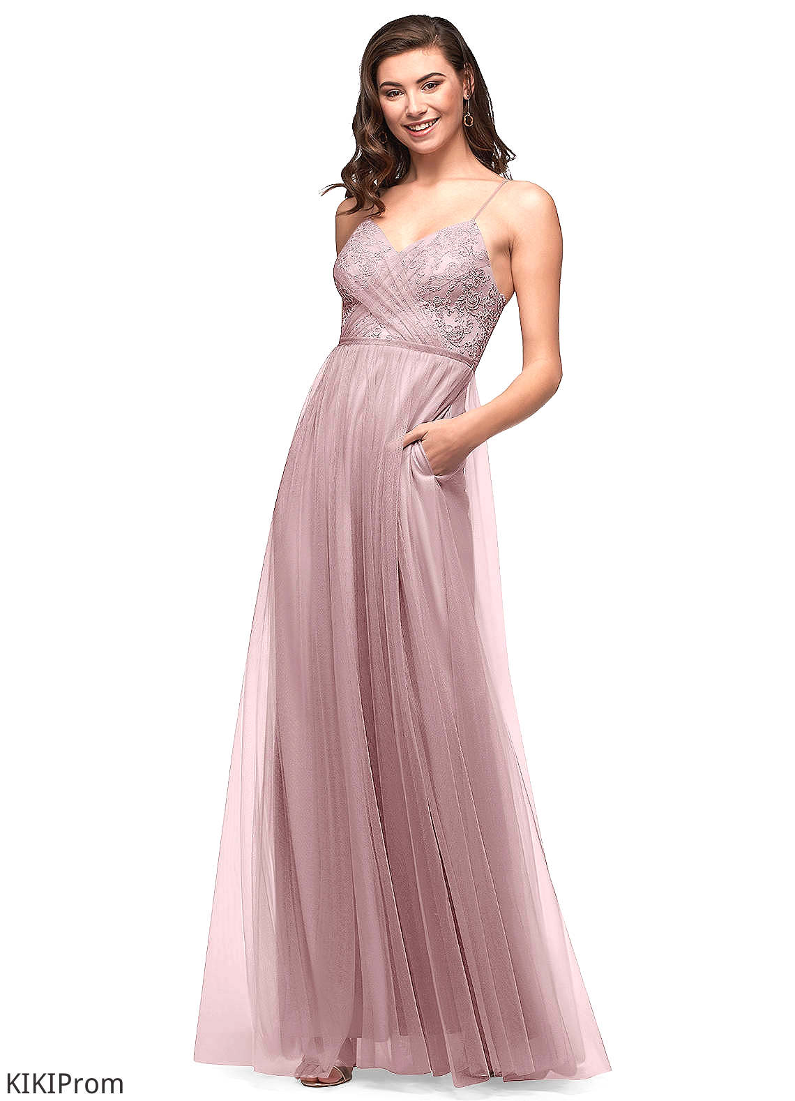 Alexia Sleeveless Floor Length Natural Waist Straps A-Line/Princess Bridesmaid Dresses