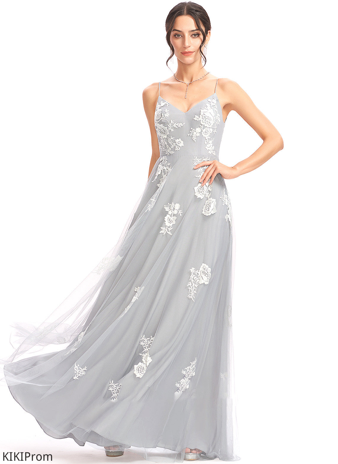 Lace V-neck Neckline A-Line Floor-Length Fabric Length Silhouette Embellishment Dylan Bridesmaid Dresses