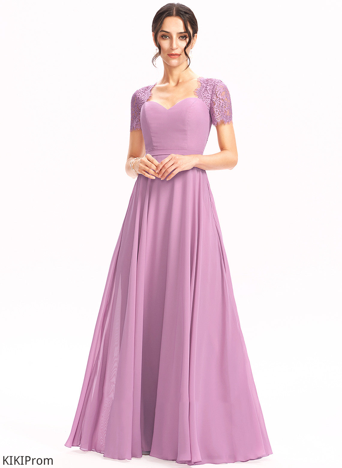 Lace Neckline Fabric Silhouette Sweetheart Straps Embellishment A-Line Janiah Floor Length Natural Waist A-Line/Princess Bridesmaid Dresses