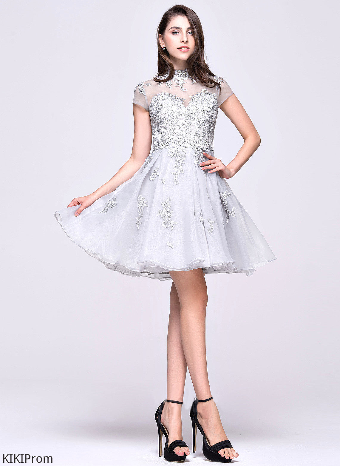 Homecoming Neck Organza Appliques Dress Lace Lorna Lace Tulle High Short/Mini A-Line With Homecoming Dresses