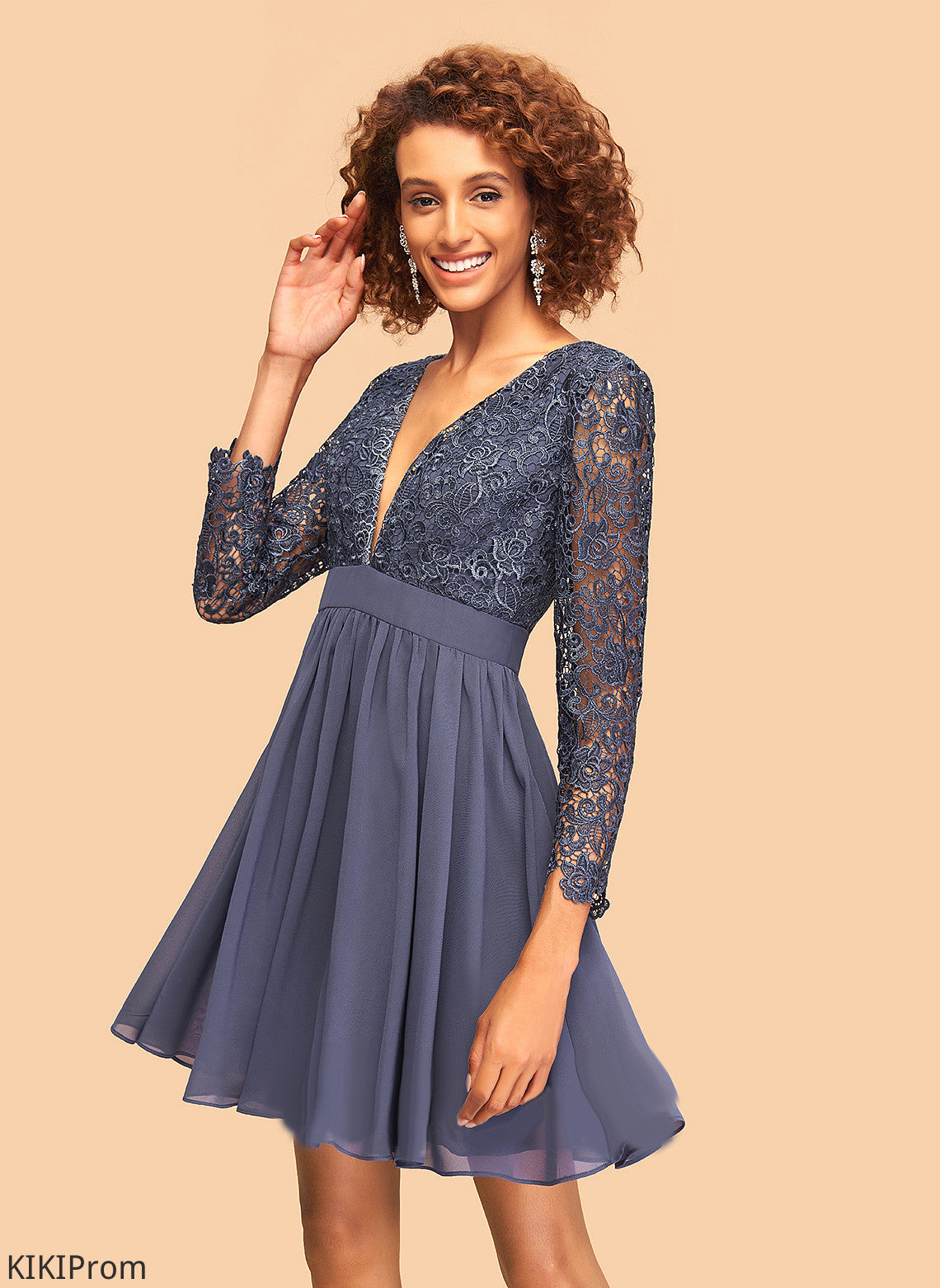 With V-neck A-Line Homecoming Dresses Dress Lace Laylah Homecoming Chiffon Short/Mini