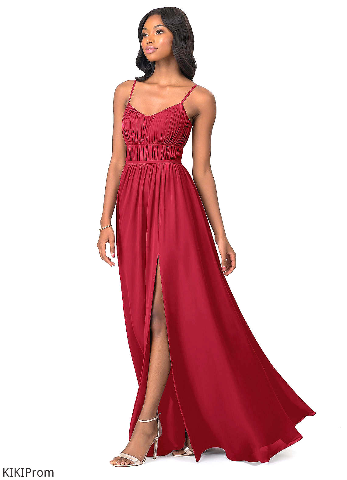 Karissa Sleeveless Floor Length Straps Natural Waist A-Line/Princess Bridesmaid Dresses