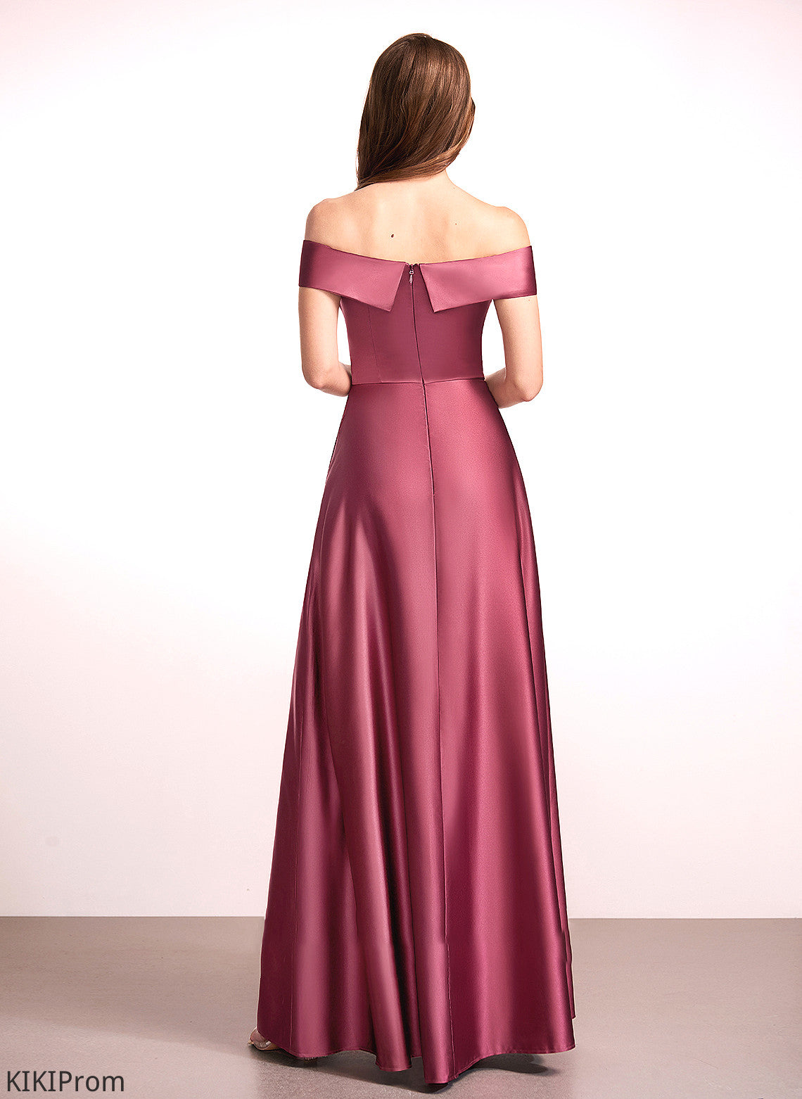 Fabric SplitFront Silhouette Off-the-Shoulder Neckline A-Line Length Embellishment Floor-Length Ali Natural Waist Floor Length Bridesmaid Dresses