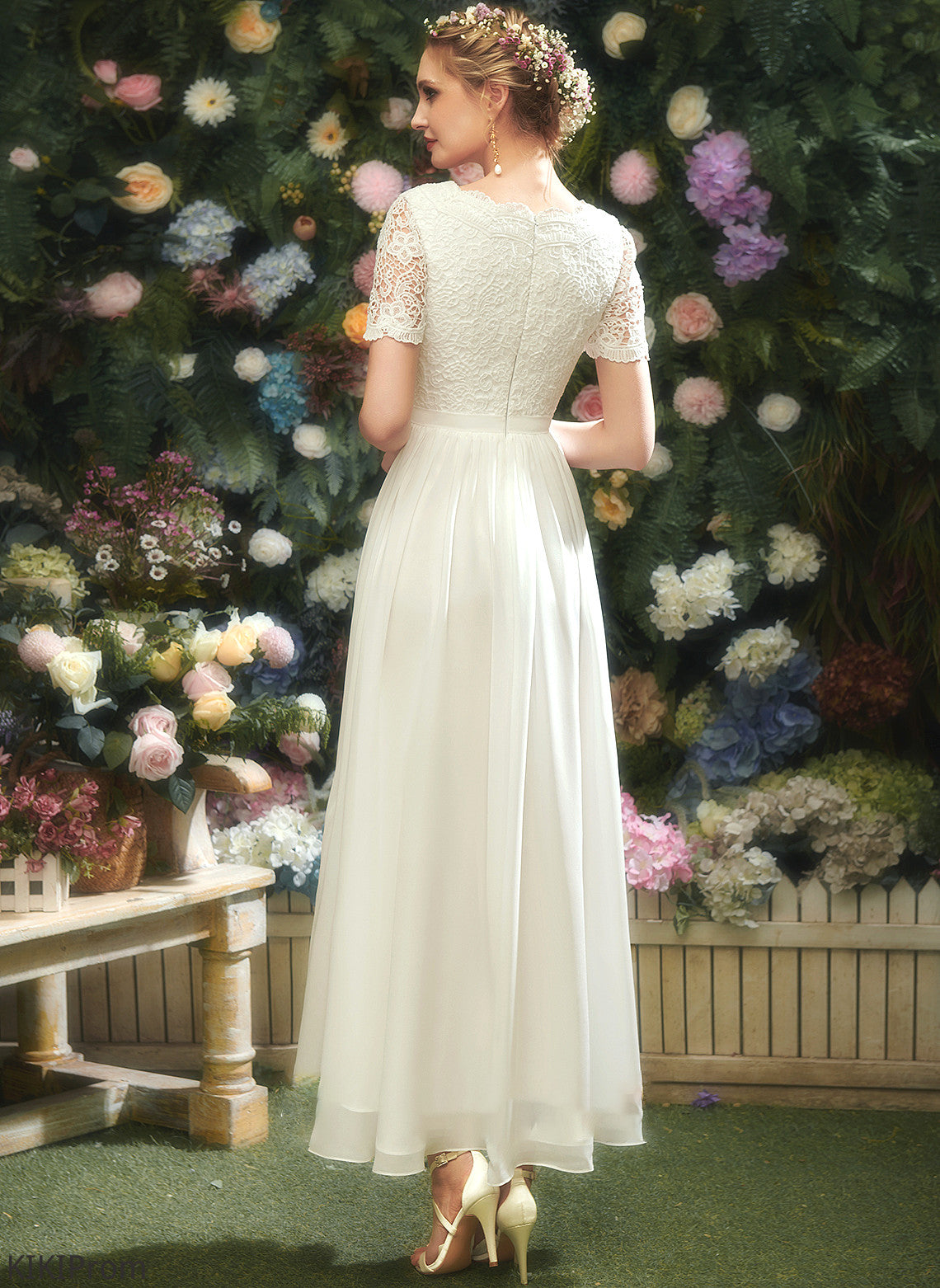 V-neck Asymmetrical Wedding Dresses With Wedding A-Line Dress Lace Vanessa